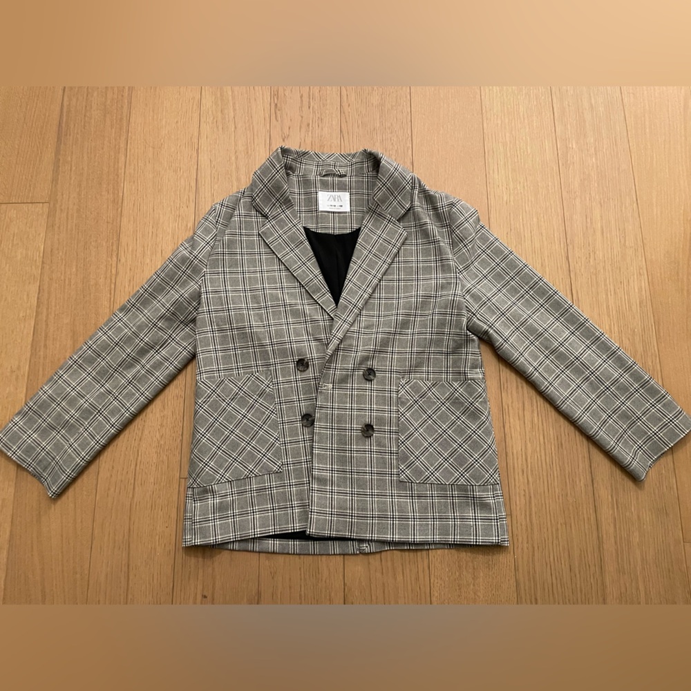 Zara Plaid Double Breasted Blazer 152cm